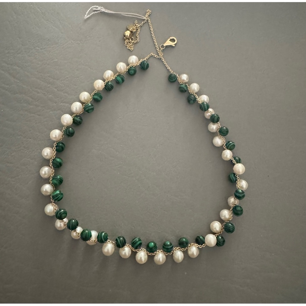 Argento Vivo Malachite & Freshwater Pearl Necklace